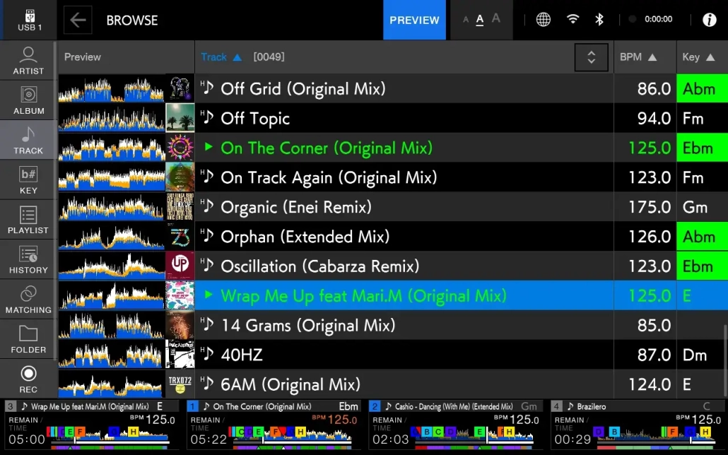 AlphaTheta XDJ-AZ Browser View