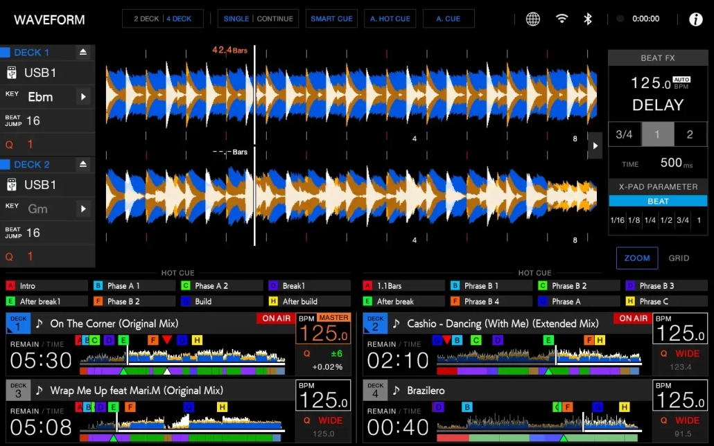AlphaTheta XDJ-AZ Waveform View