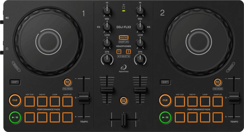 DJ Controller AlphaTheta DDJ-FLX2 Top View
